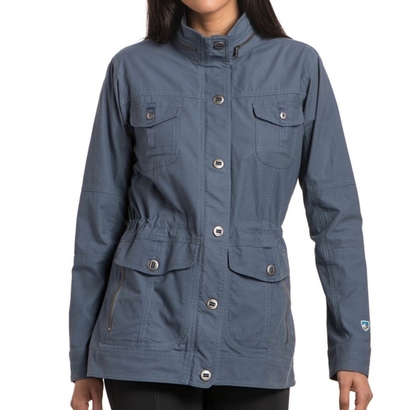 Kuhl Women’s Rekon Jacket Slate Blue Full Zip Canvas Stowable Hood X-Small - Picture 7 of 8